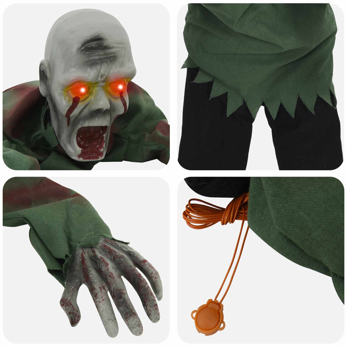 vidaXL Halloween Chodzące Zombie SPOOKA zielony 110 x 50 x 21 cm