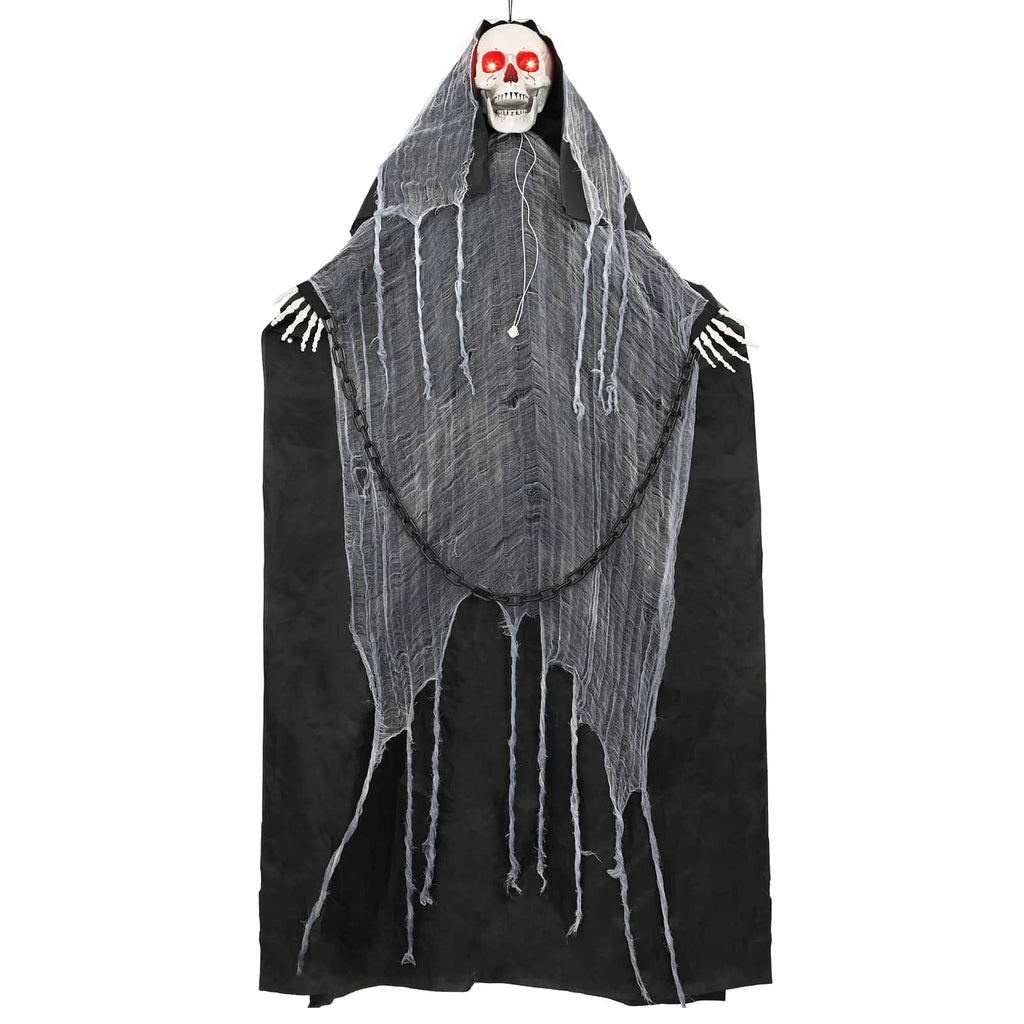 vidaXL Wiszący ponury żniwiarz na Halloween SPOOKA Czarny 112 x 164 cm