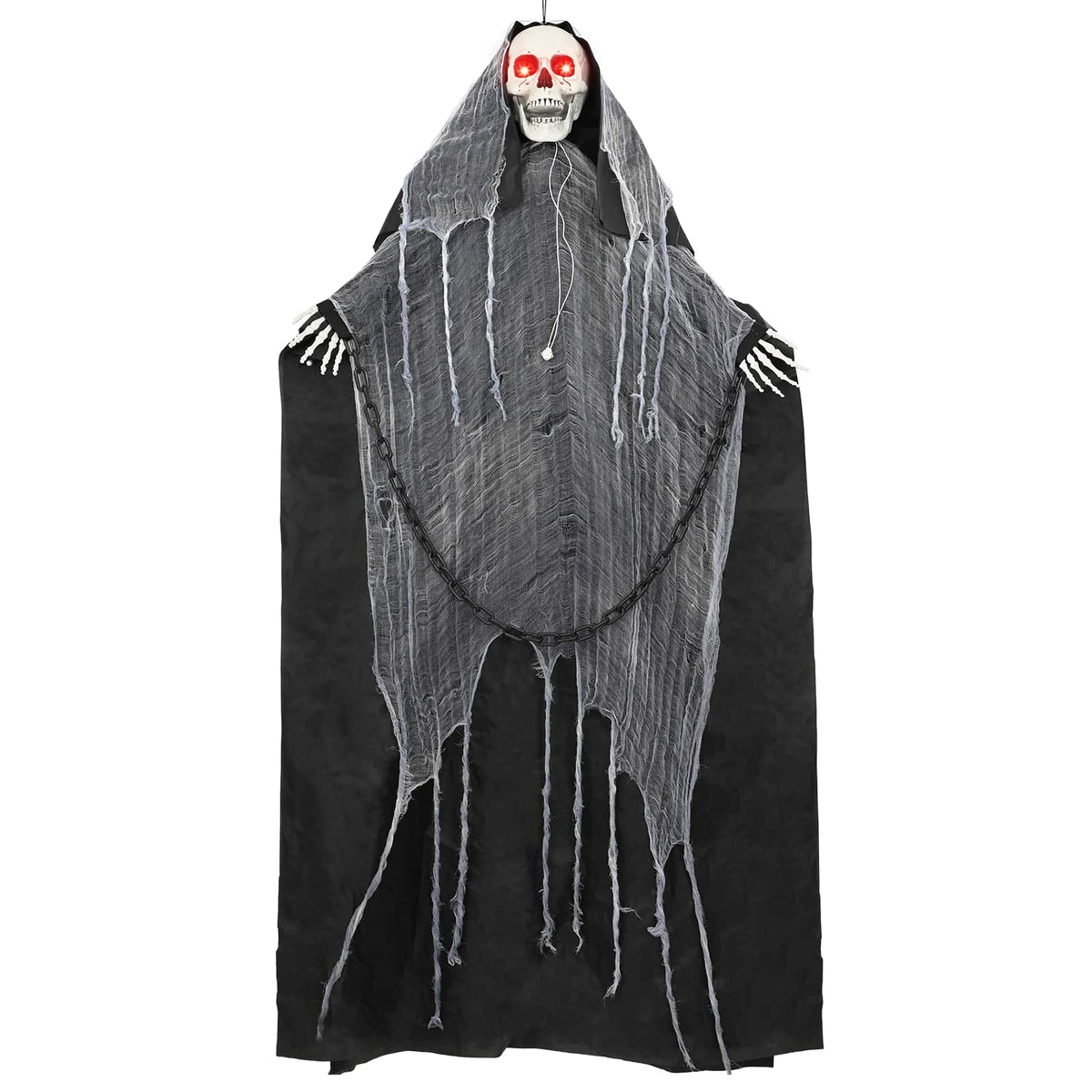vidaXL Wiszący ponury żniwiarz na Halloween SPOOKA Czarny 112 x 164 cm