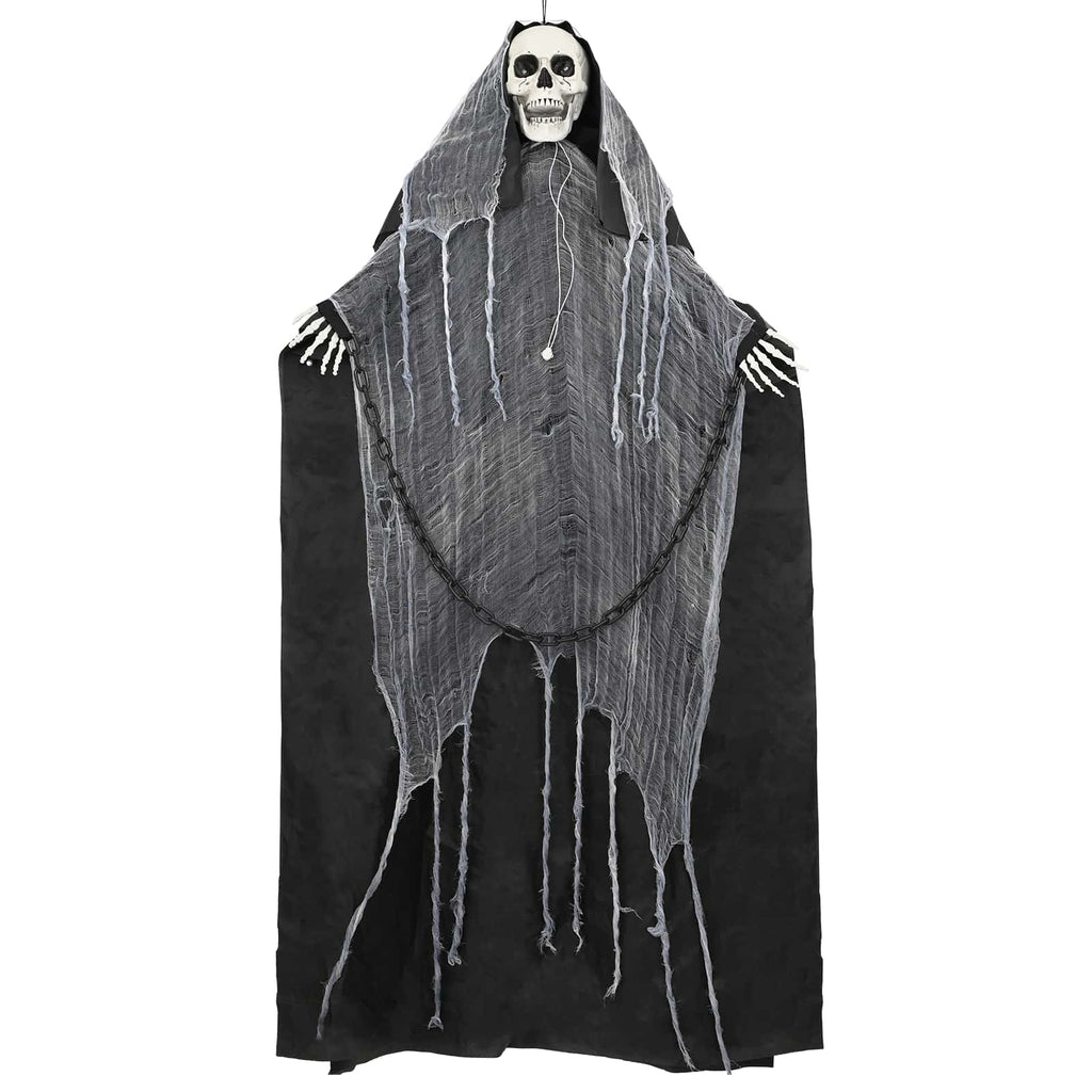 vidaXL Wiszący ponury żniwiarz na Halloween SPOOKA Czarny 112 x 164 cm
