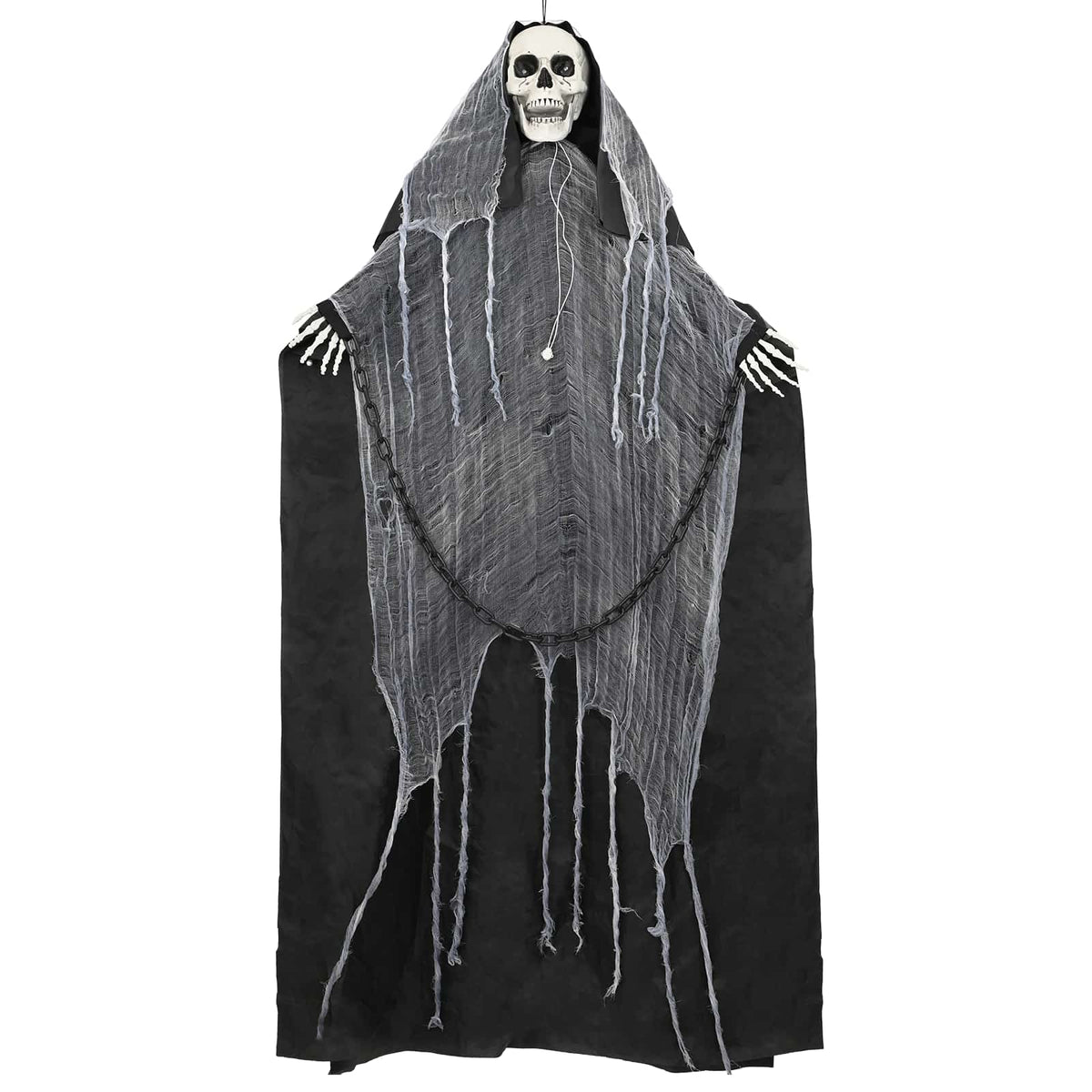vidaXL Wiszący ponury żniwiarz na Halloween SPOOKA Czarny 112 x 164 cm
