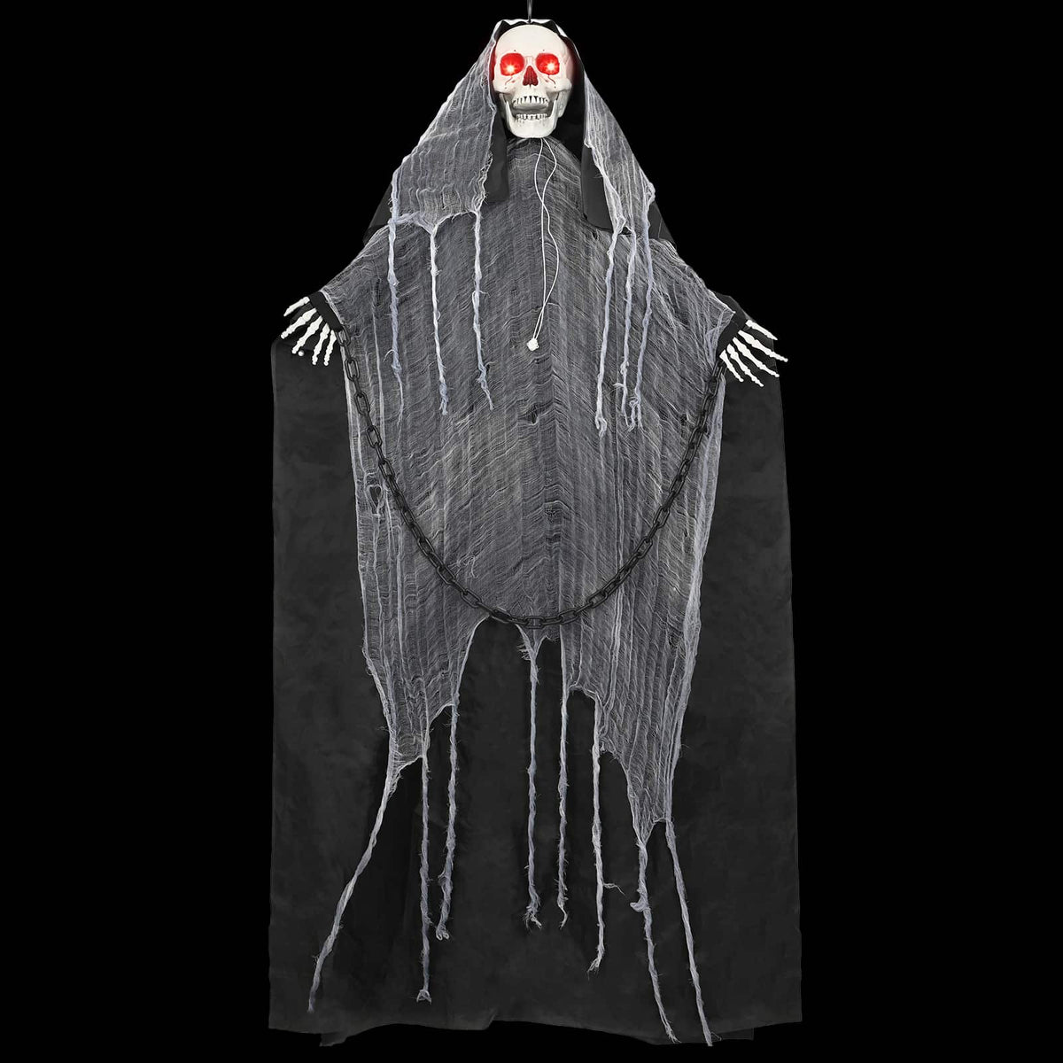 vidaXL Wiszący ponury żniwiarz na Halloween SPOOKA Czarny 112 x 164 cm