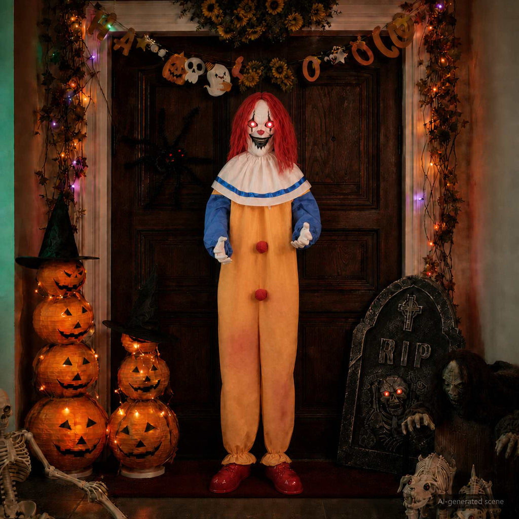 vidaXL Straszny klaun na Halloween SPOOKA Żółty i Niebieski