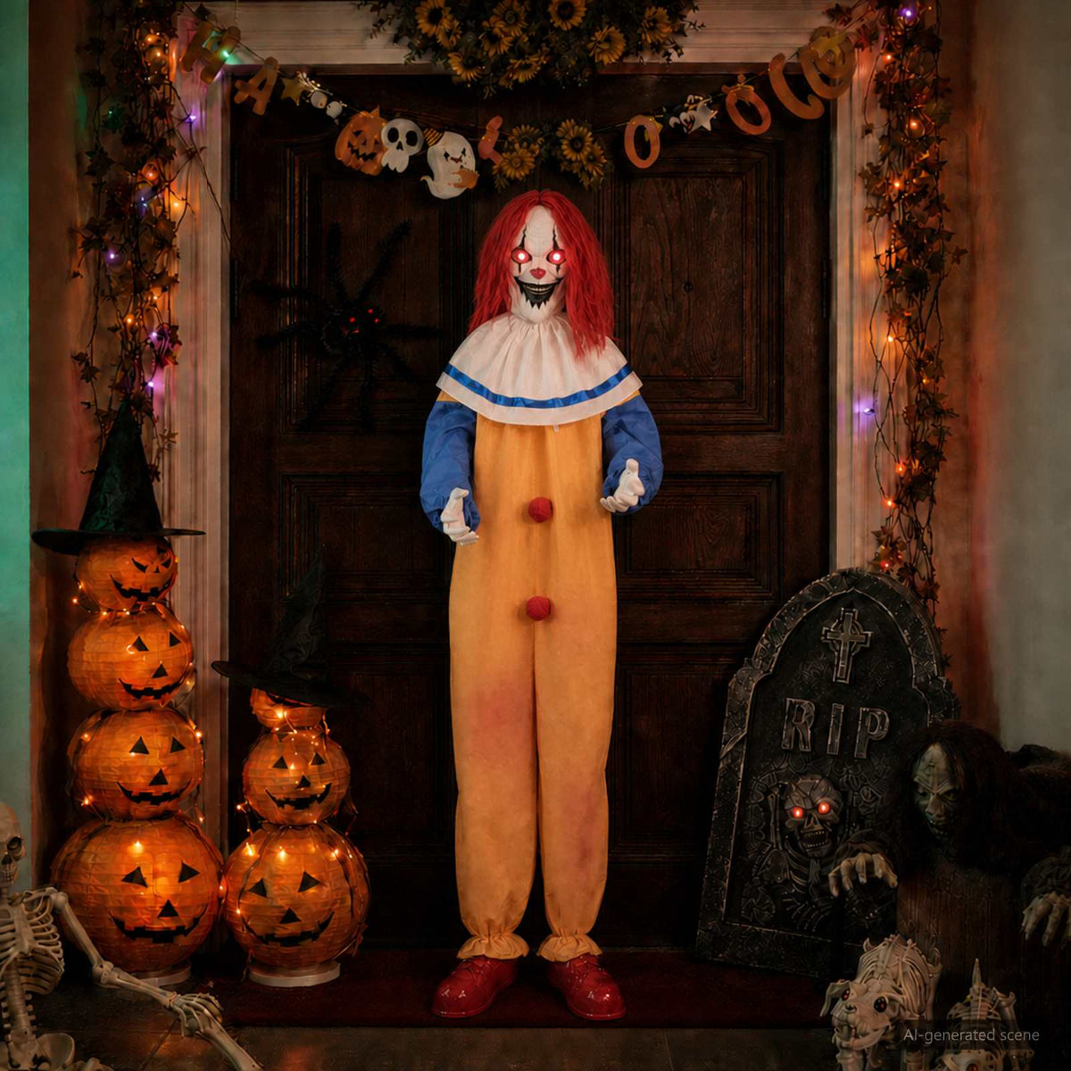 vidaXL Straszny klaun na Halloween SPOOKA Żółty i Niebieski