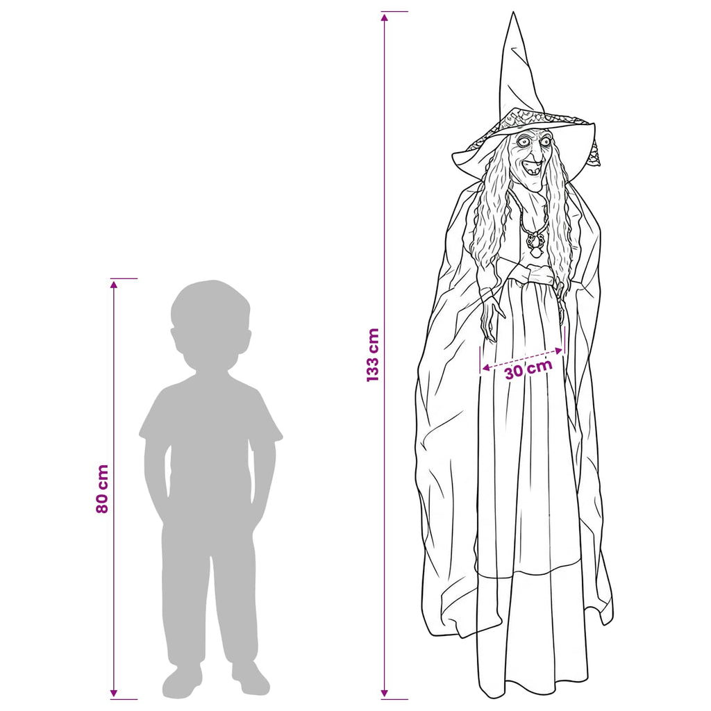 vidaXL Wisząca czarownica na Halloween SPOOKA Fioletowy 30 x 133 cm