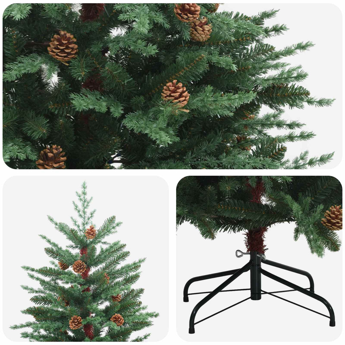 vidaXL Sztuczna choinka z zawiasami 150 cm PE i PVC zielony