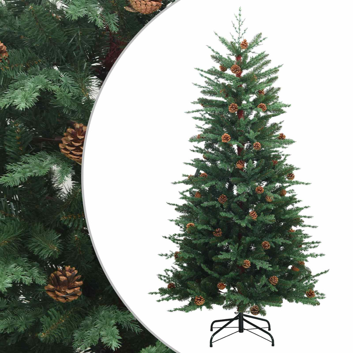 vidaXL Sztuczna choinka z zawiasami 150 cm PE i PVC zielony