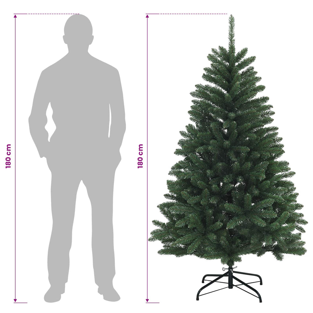 vidaXL Sztuczna choinka z zawiasami 180 cm PVC Średnia zieleń