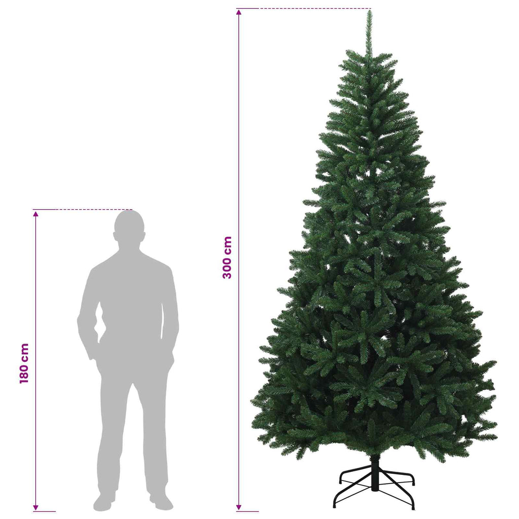vidaXL Sztuczna choinka z zawiasami 300 cm PVC Średnia zieleń