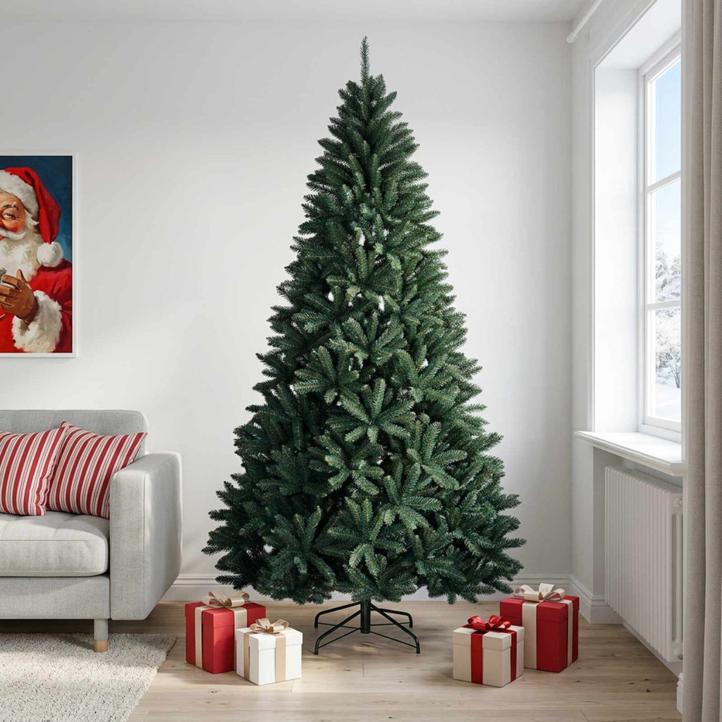 vidaXL Sztuczna choinka z zawiasami 240 cm PVC Ciemnozielony