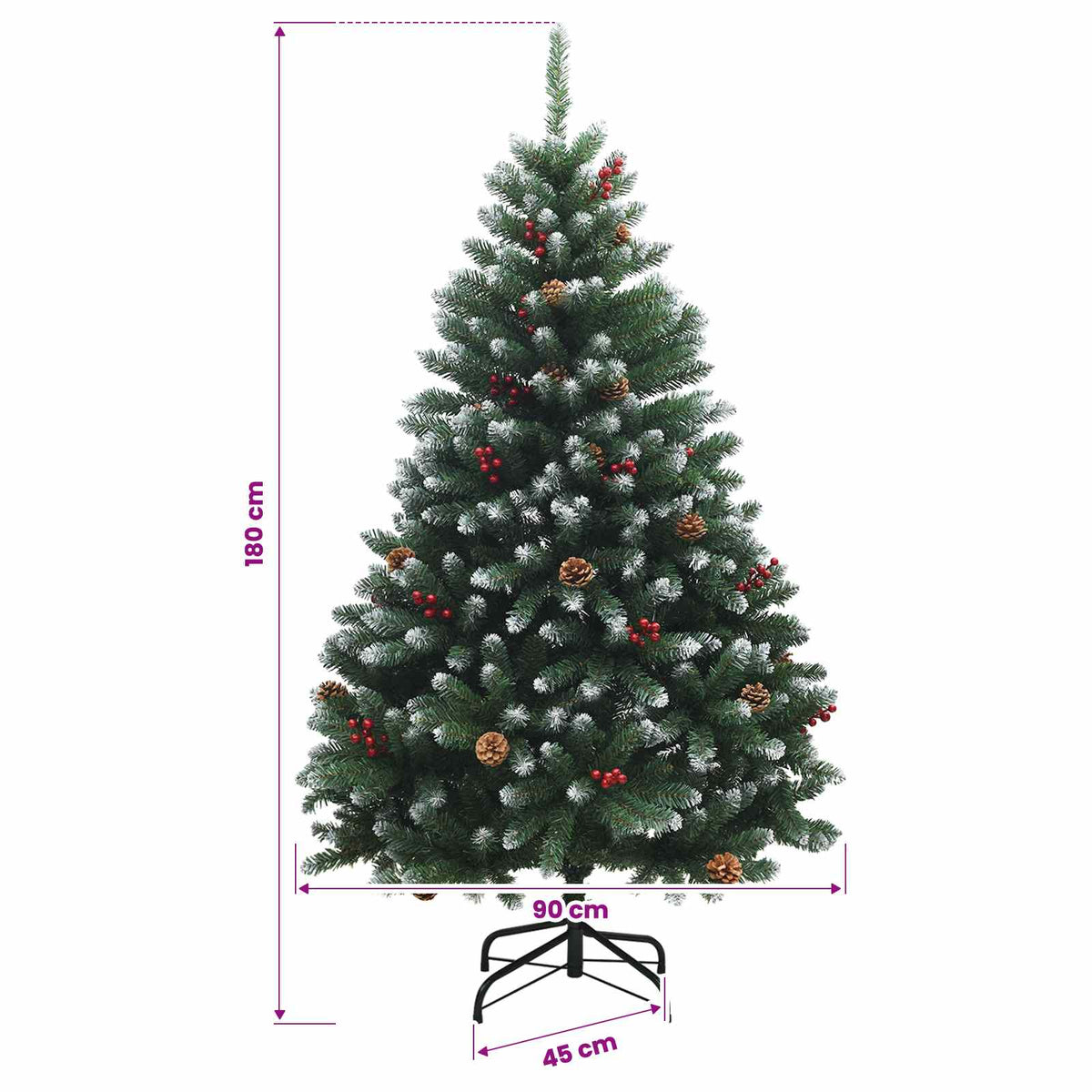 vidaXL Sztuczna choinka z zawiasami 180 cm PVC Zielony i Biały