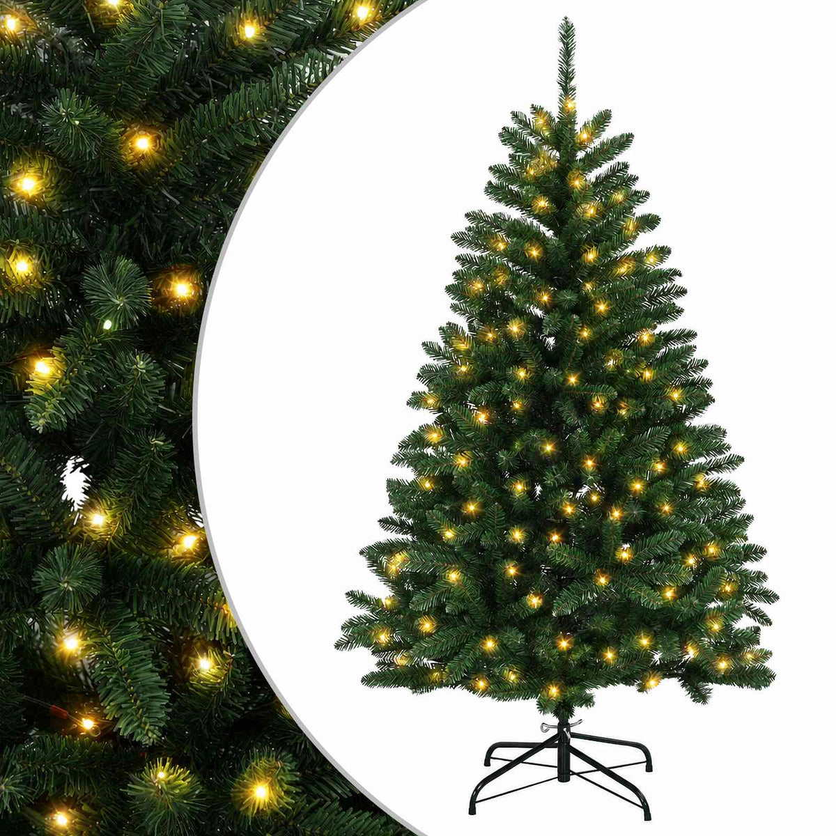 vidaXL Sztuczna choinka z zawiasami 180 cm 300 LED Ciepła biel stal