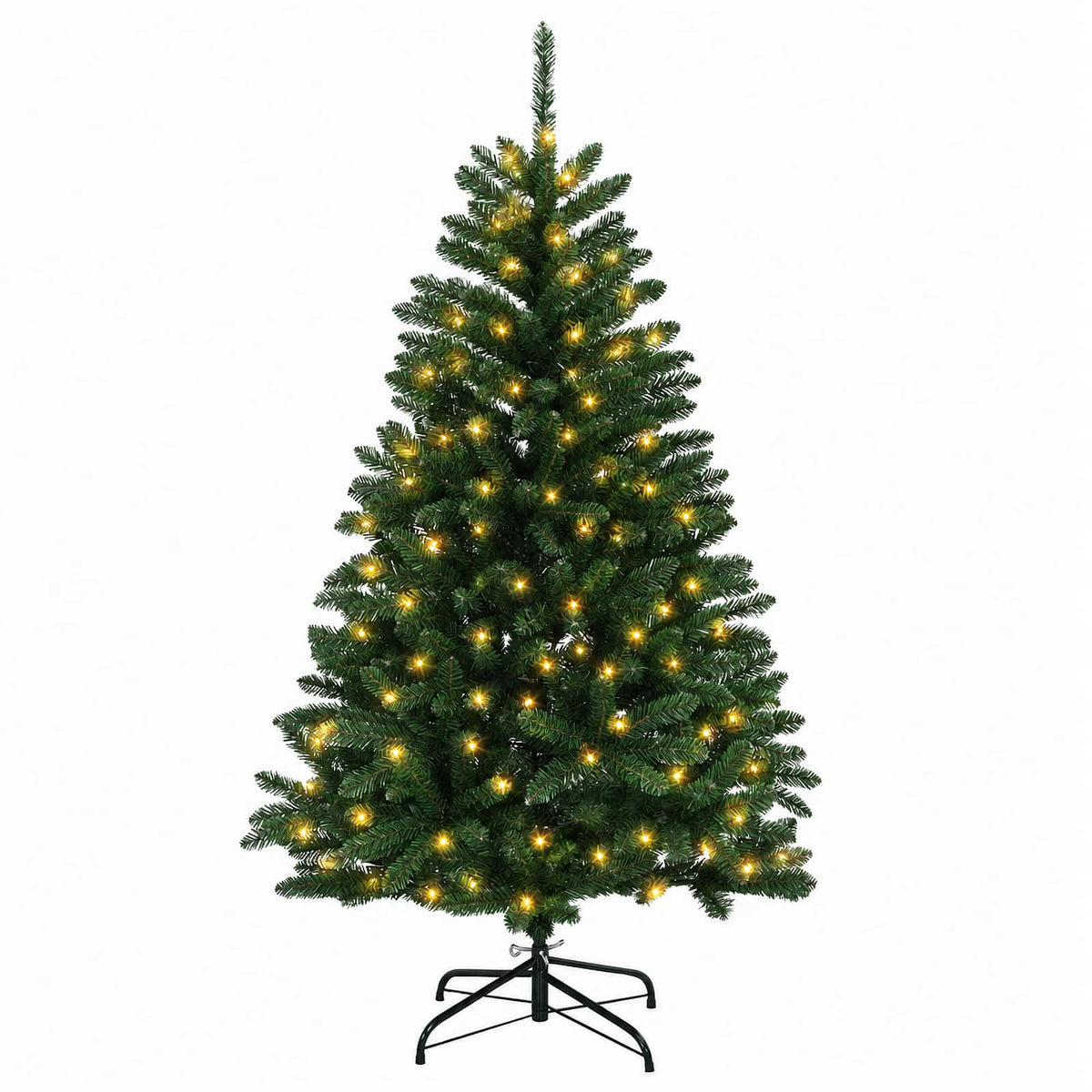 vidaXL Sztuczna choinka z zawiasami 180 cm 300 LED Ciepła biel stal
