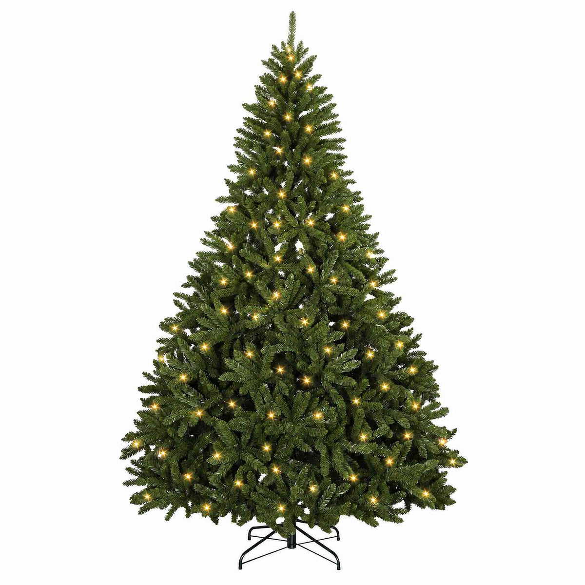 vidaXL Sztuczna choinka z zawiasami 210 cm 400 LED Ciepła biel stal