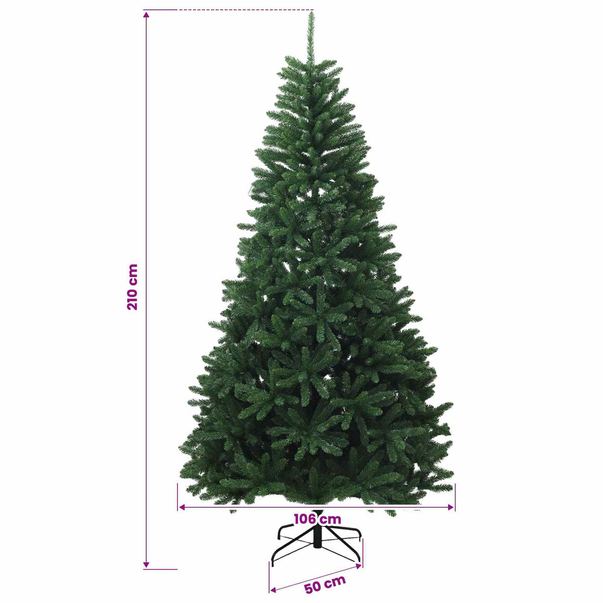 vidaXL Sztuczna choinka z zawiasami 210 cm 400 LED Ciepła biel stal
