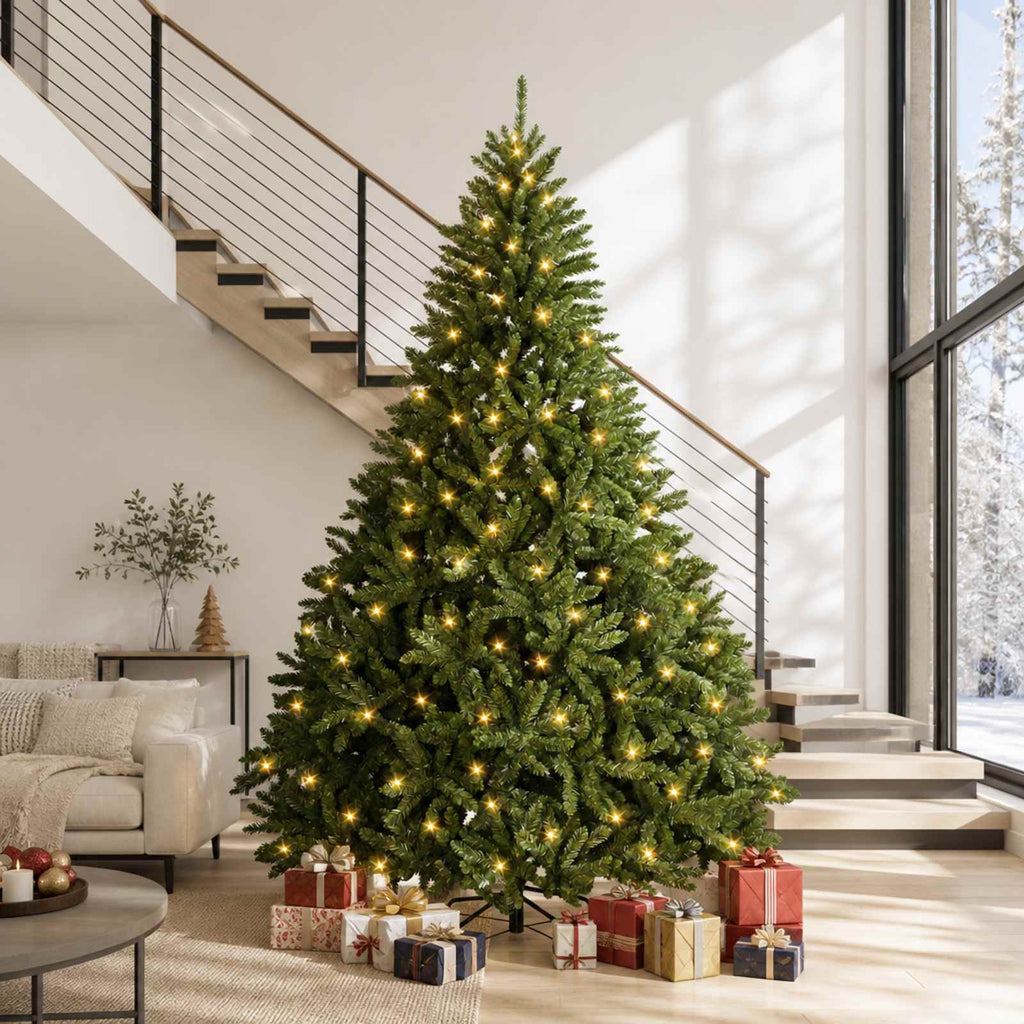 vidaXL Sztuczna choinka z zawiasami 300 cm 1000 LED Ciepła biel stal