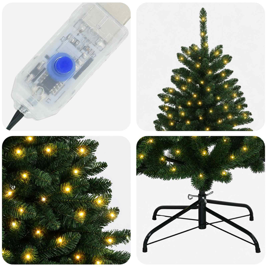 vidaXL Sztuczna choinka z zawiasami 300 cm 1000 LED Ciepła biel stal