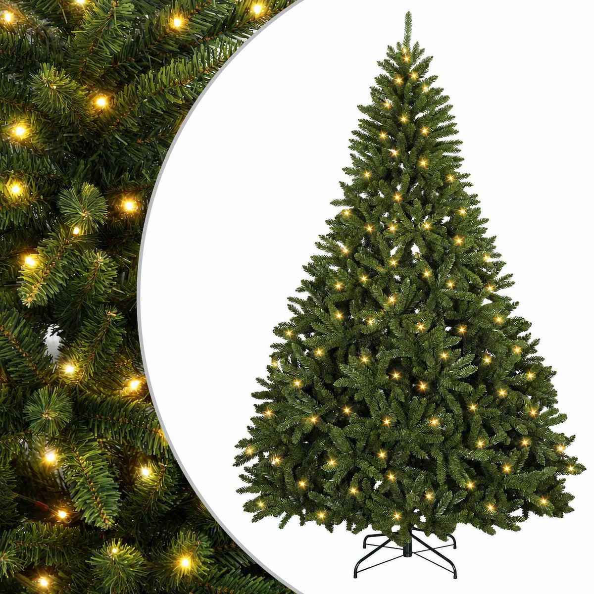 vidaXL Sztuczna choinka z zawiasami 300 cm 1000 LED Ciepła biel stal