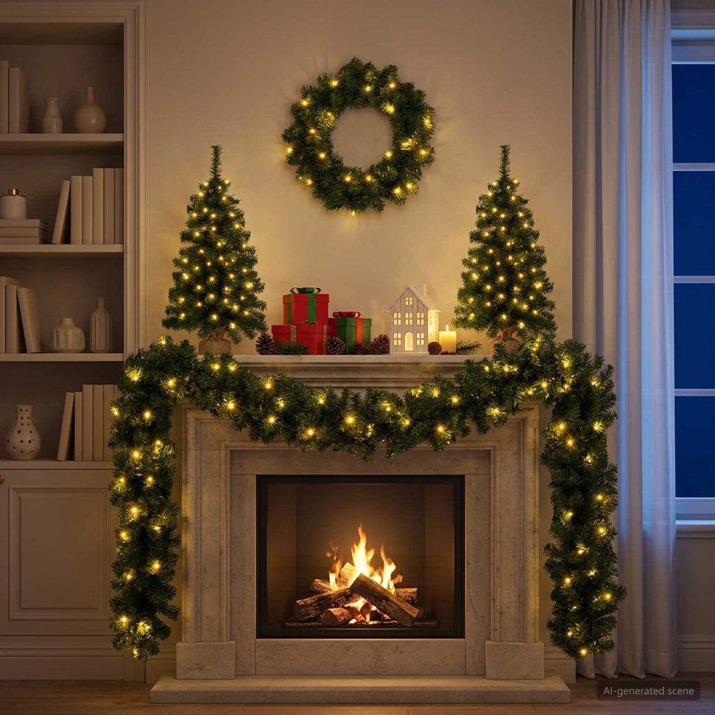 vidaXL Zestaw mini choinek 60 cm 125 LED Ciepła biel PVC zielony