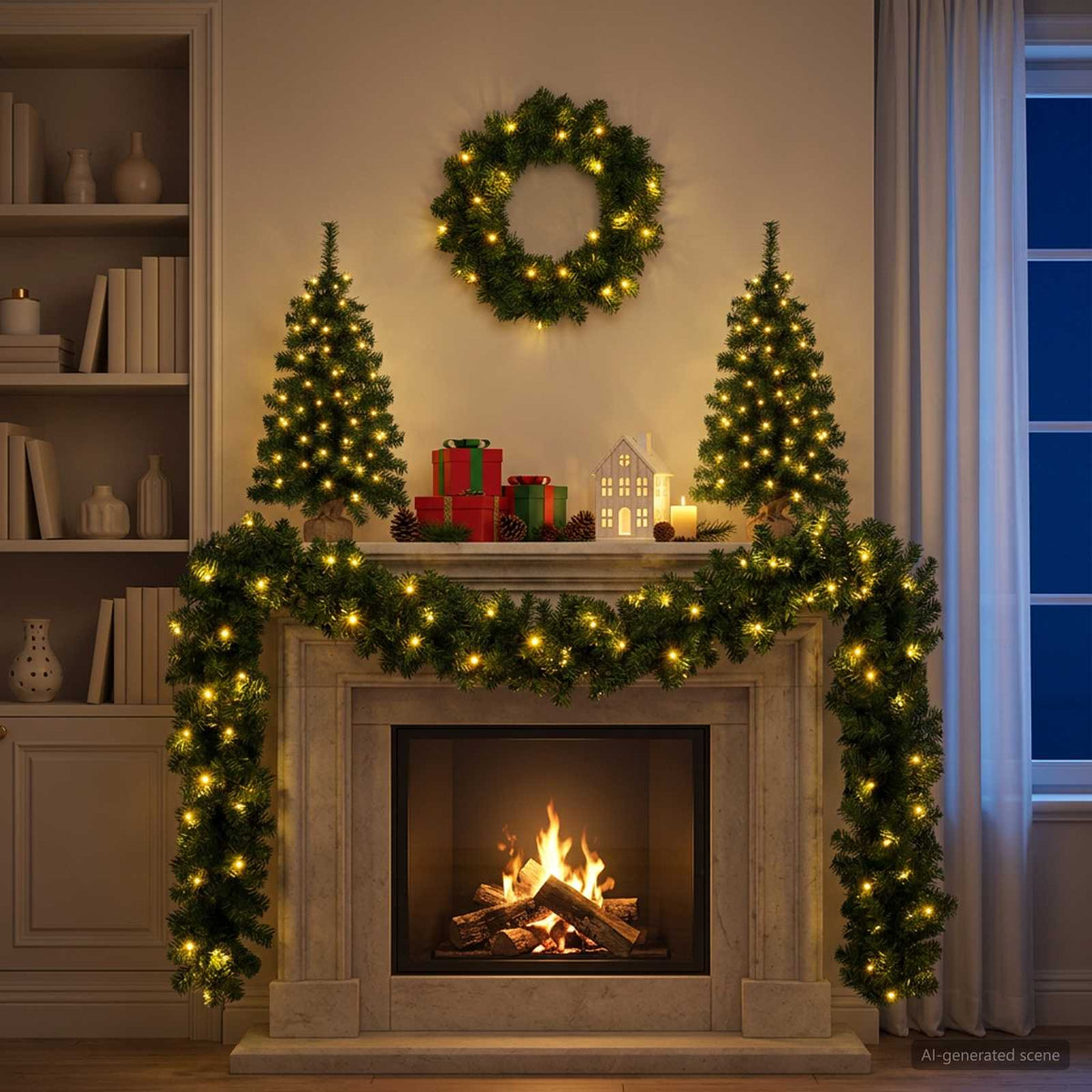 vidaXL Zestaw mini choinek 60 cm 125 LED Ciepła biel PVC zielony