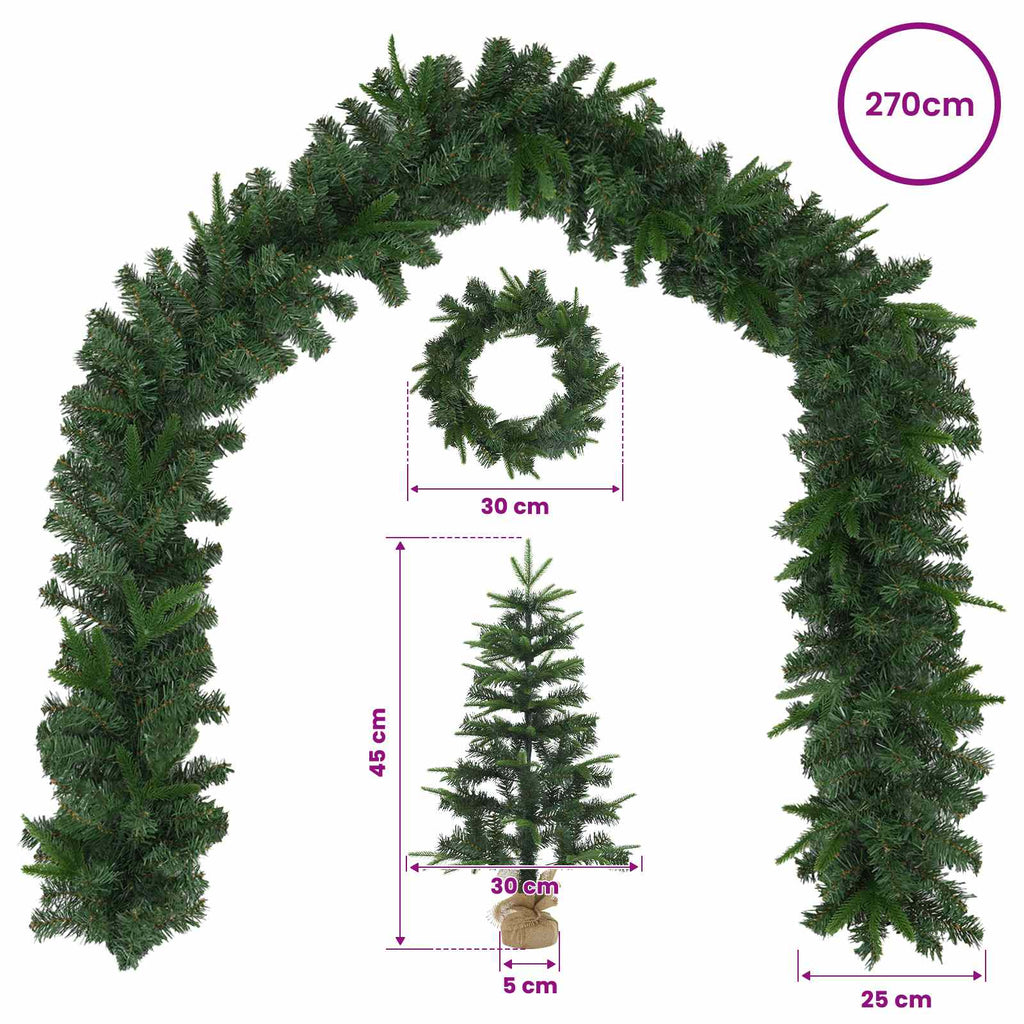 vidaXL Zestaw mini choinek 45 cm PVC i PE zielony