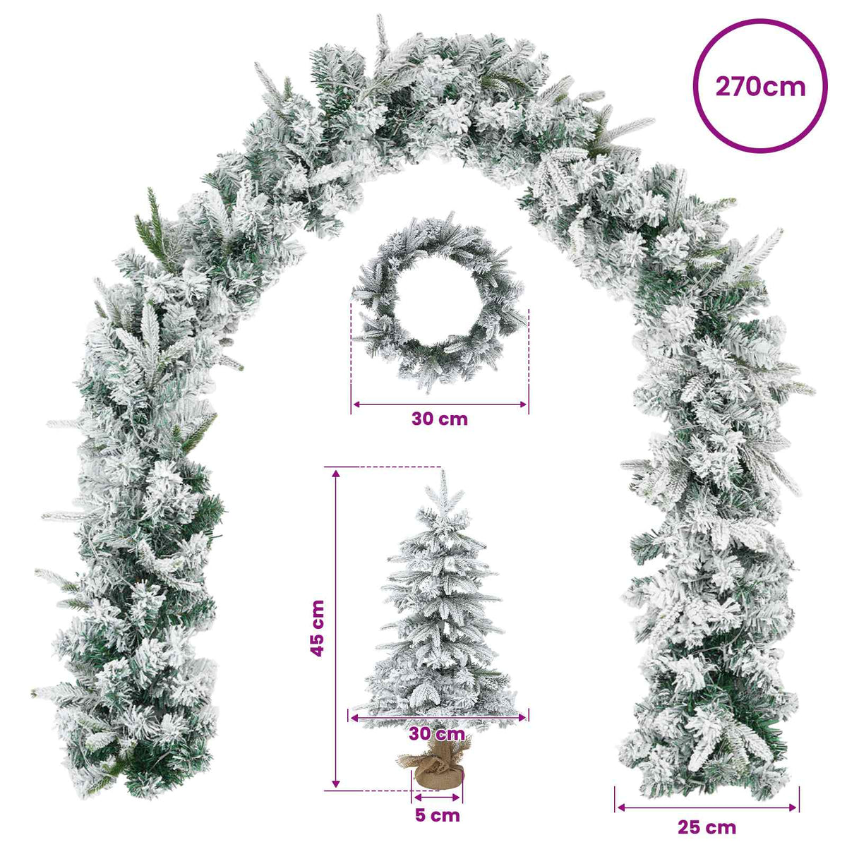 vidaXL Mini choinka świąteczna 45 cm PVC i PE Zielony i Biały