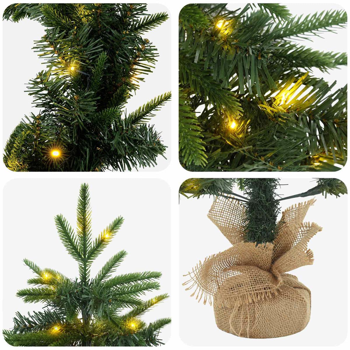 vidaXL Zestaw mini choinek 45 cm 125 LED Ciepła biel PVC i PE zielony