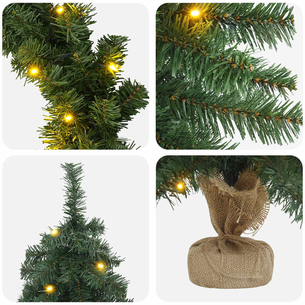 vidaXL Zestaw mini choinek 60 cm 125 LED Ciepła biel PVC zielony
