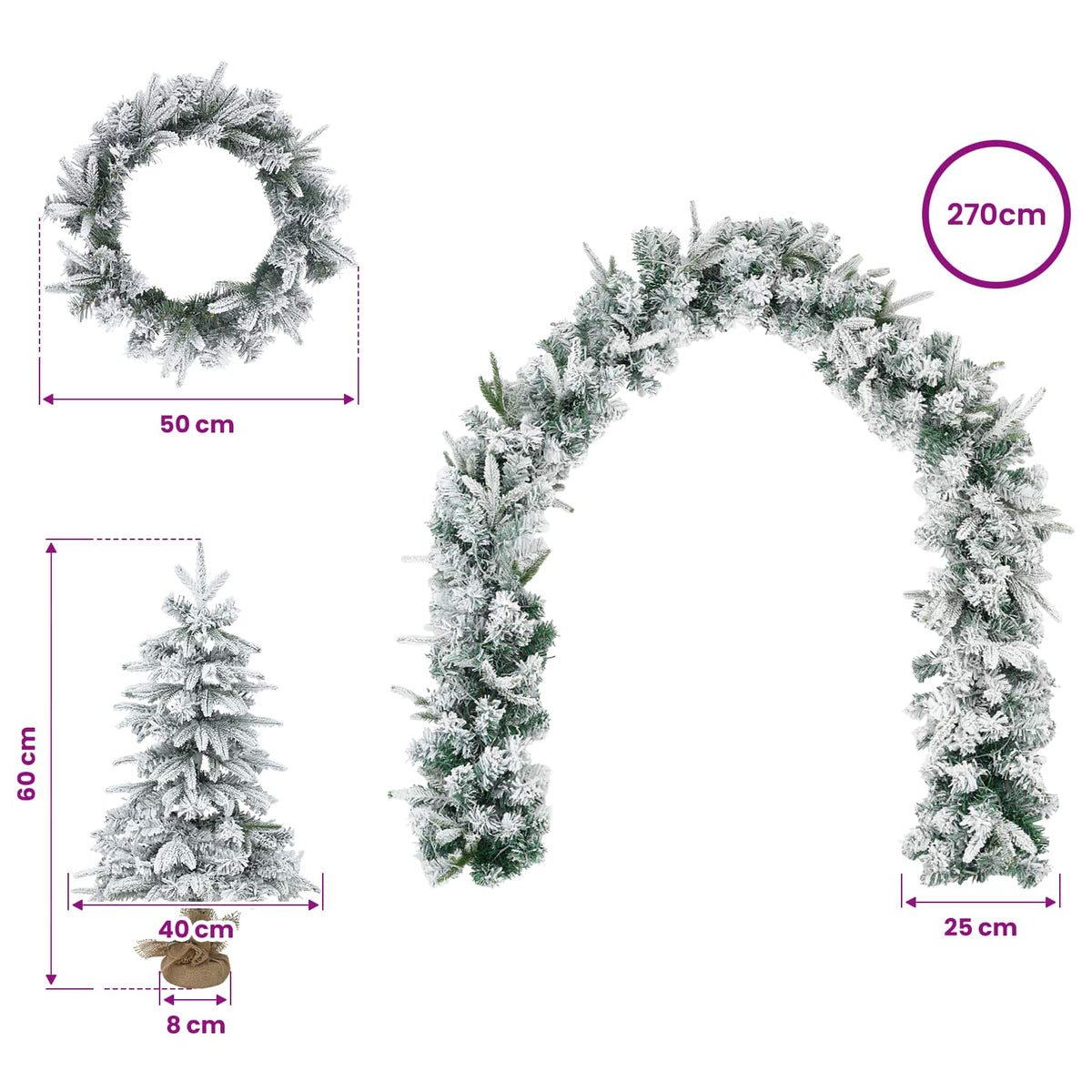 vidaXL Mini choinka świąteczna 60 cm PVC i PE Zielony i Biały