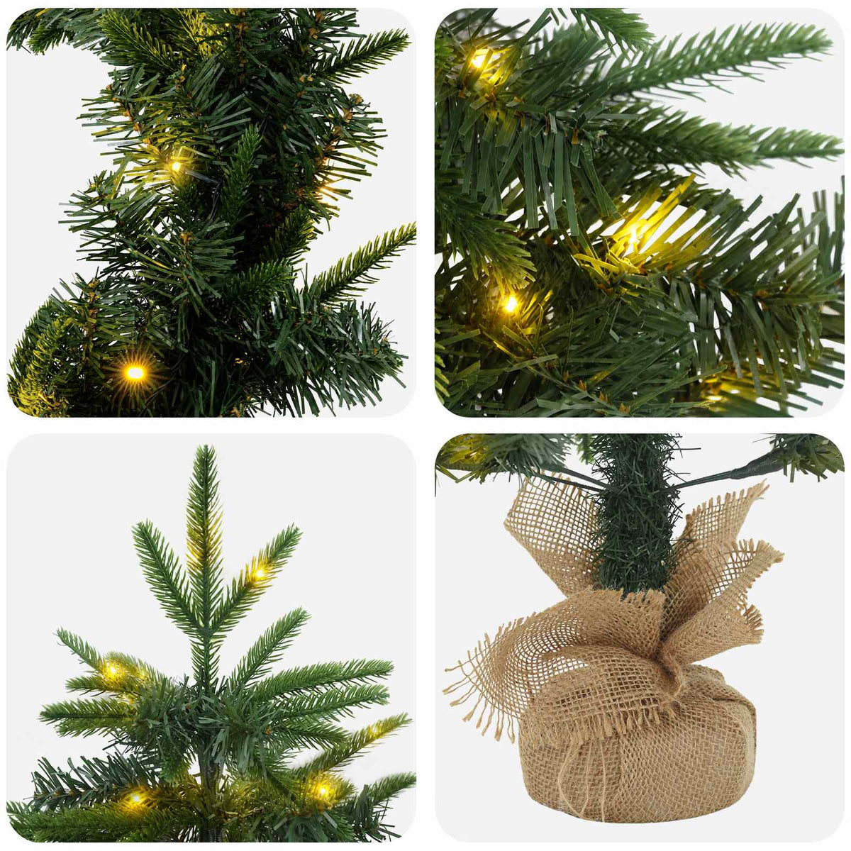 vidaXL Zestaw mini choinek 60 cm 125 LED Ciepła biel PVC i PE zielony