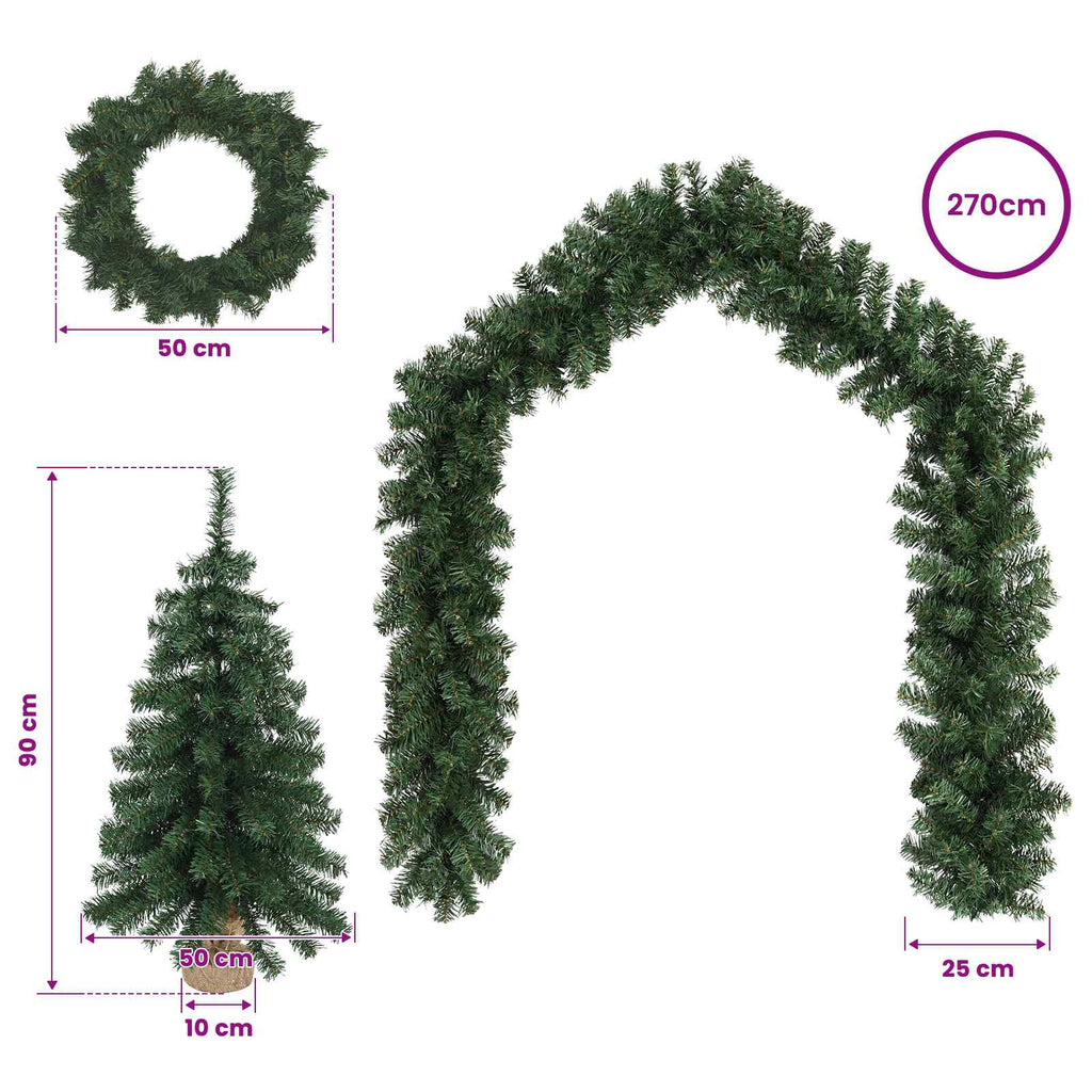 vidaXL Zestaw mini choinek 90 cm PVC zielony