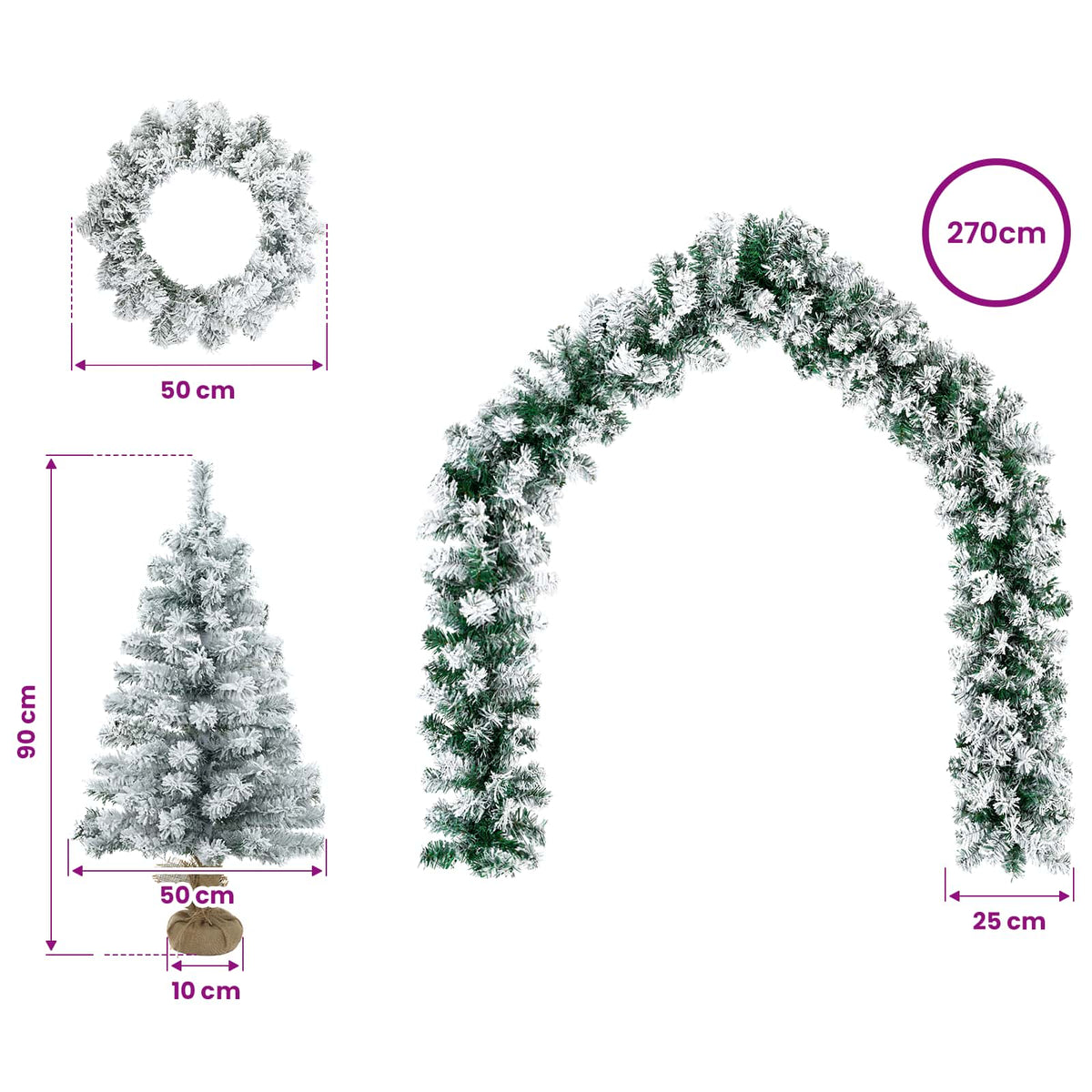 vidaXL Zestaw mini choinek 90 cm PVC Zielony i Biały