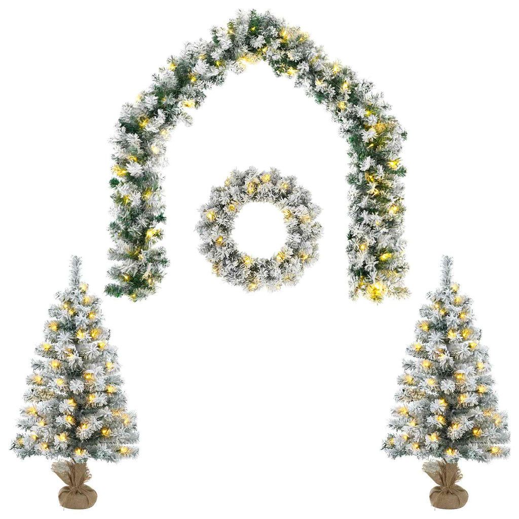 vidaXL Zestaw mini choinek 90 cm 175 LED Ciepła biel PVC