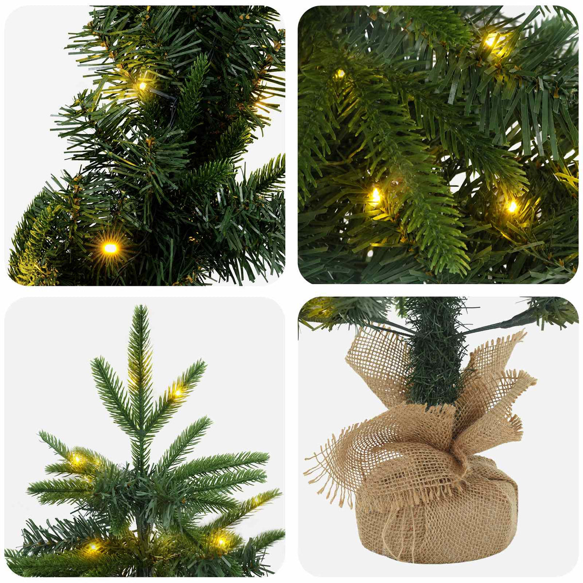 vidaXL Mini choinka świąteczna 90 cm 175 LED Ciepła biel PVC i PE