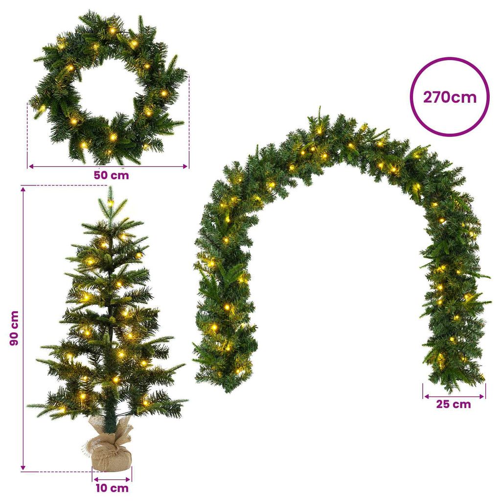 vidaXL Mini choinka świąteczna 90 cm 175 LED Ciepła biel PVC i PE