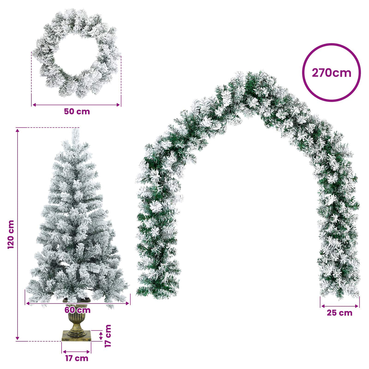 vidaXL Zestaw mini choinek 120 cm PVC Zielony i Biały