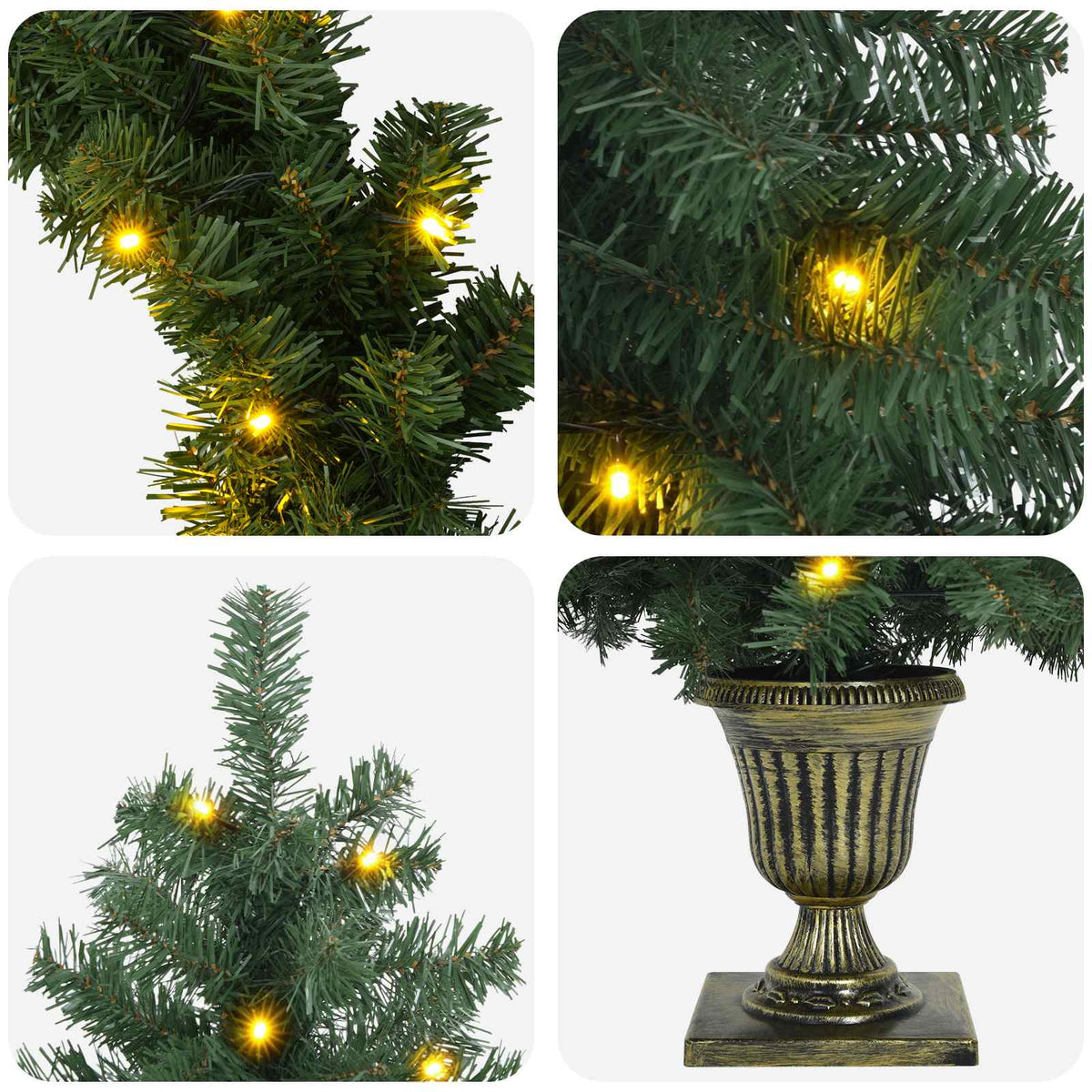 vidaXL Zestaw mini choinek 120 cm 275 LED Ciepła biel PVC zielony