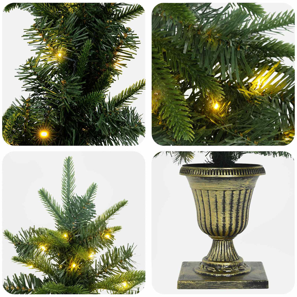 vidaXL Zestaw mini choinek 120 cm 275 LED Ciepła biel PVC i PE zielony