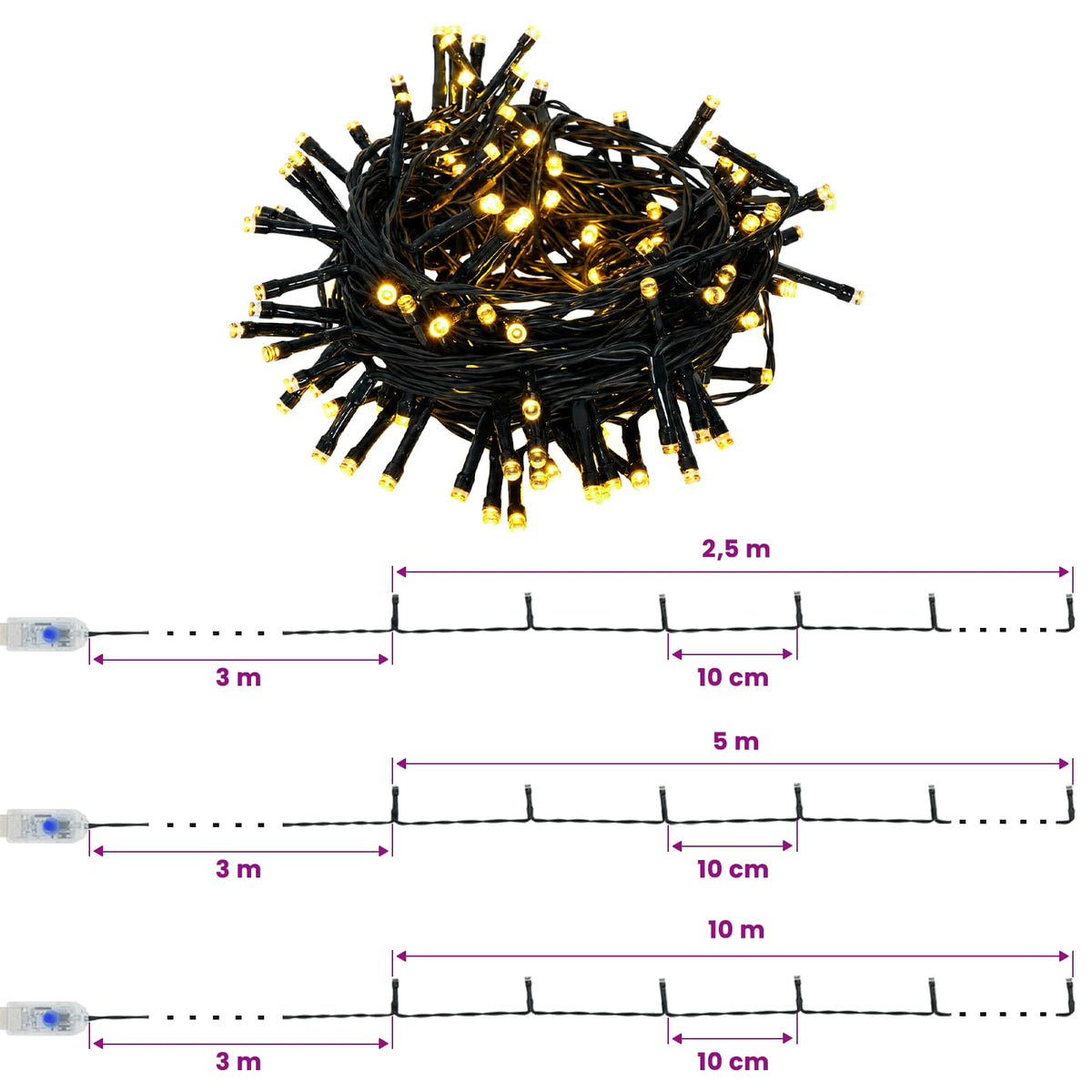 vidaXL Zestaw mini choinek 120 cm 275 LED Ciepła biel PVC i PE zielony