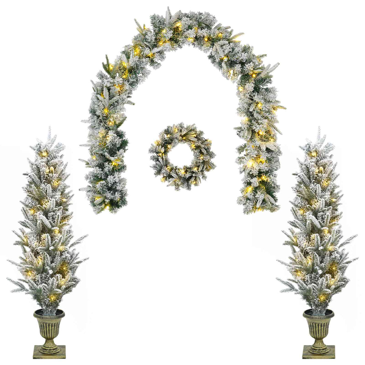 vidaXL Mini choinka świąteczna 120 cm 275 LED Ciepła biel PVC i PE