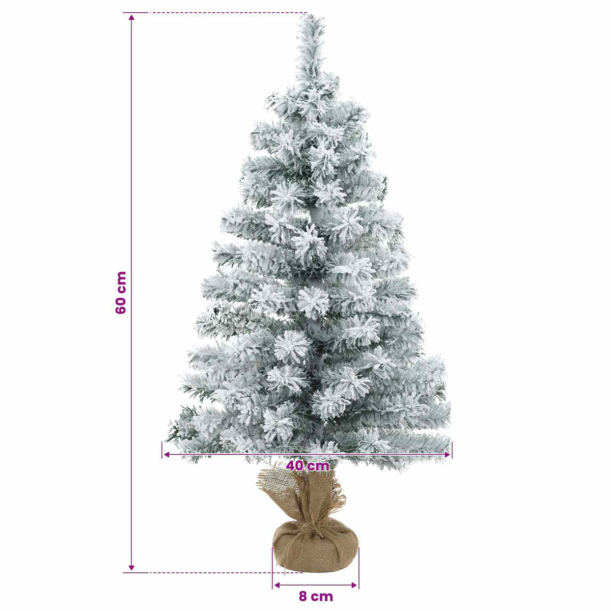 vidaXL Mini choinka ośnieżona 60 cm PVC Zielony i Biały