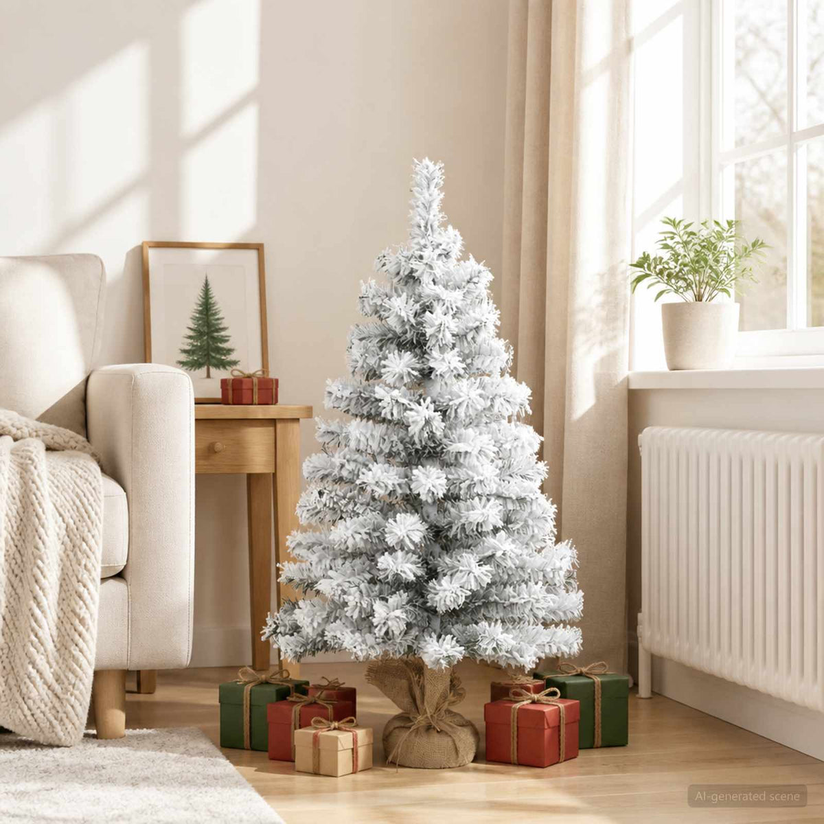 vidaXL Mini choinka ośnieżona 90 cm PVC Zielony i Biały