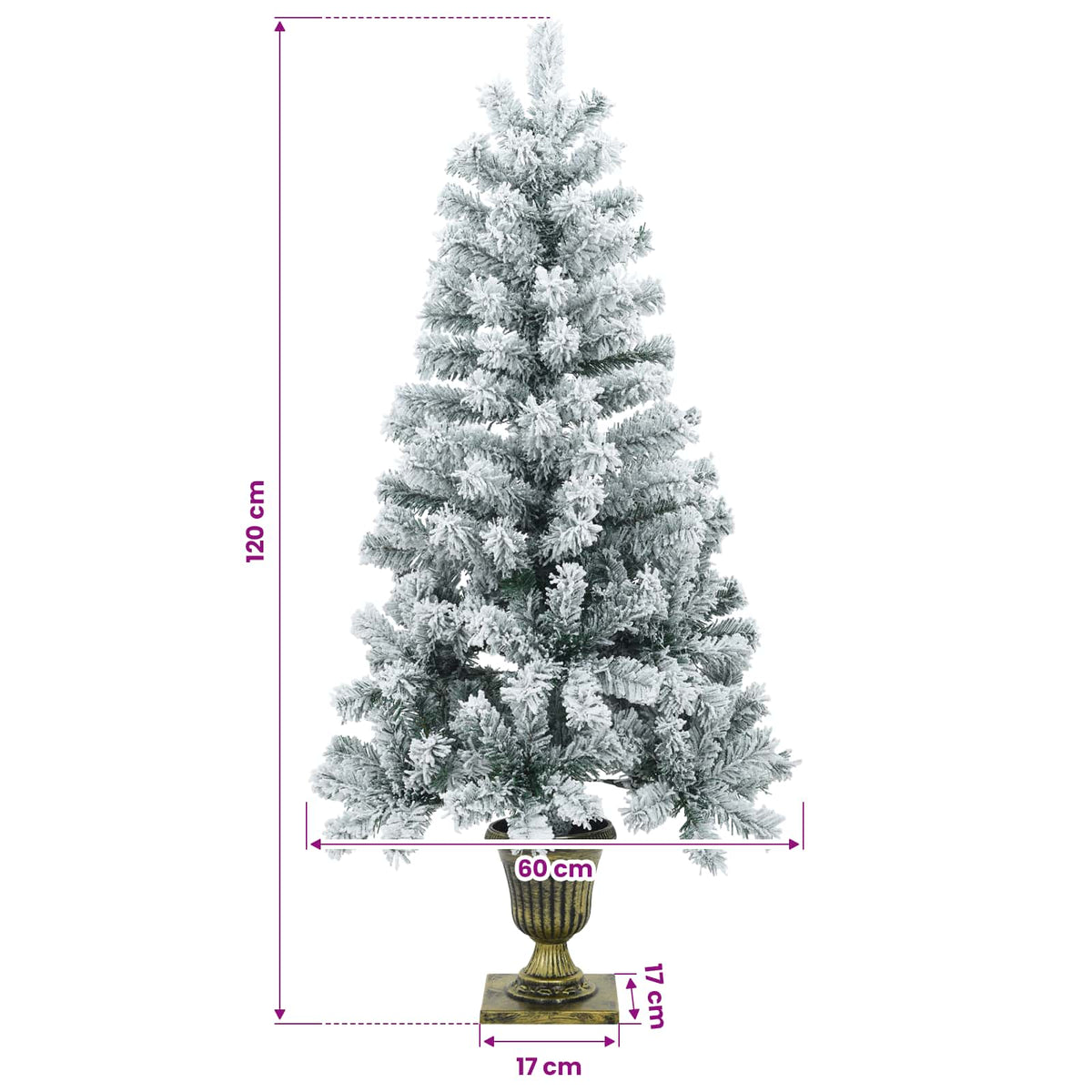 vidaXL Mini choinka ośnieżona 120 cm PVC Zielony i Biały