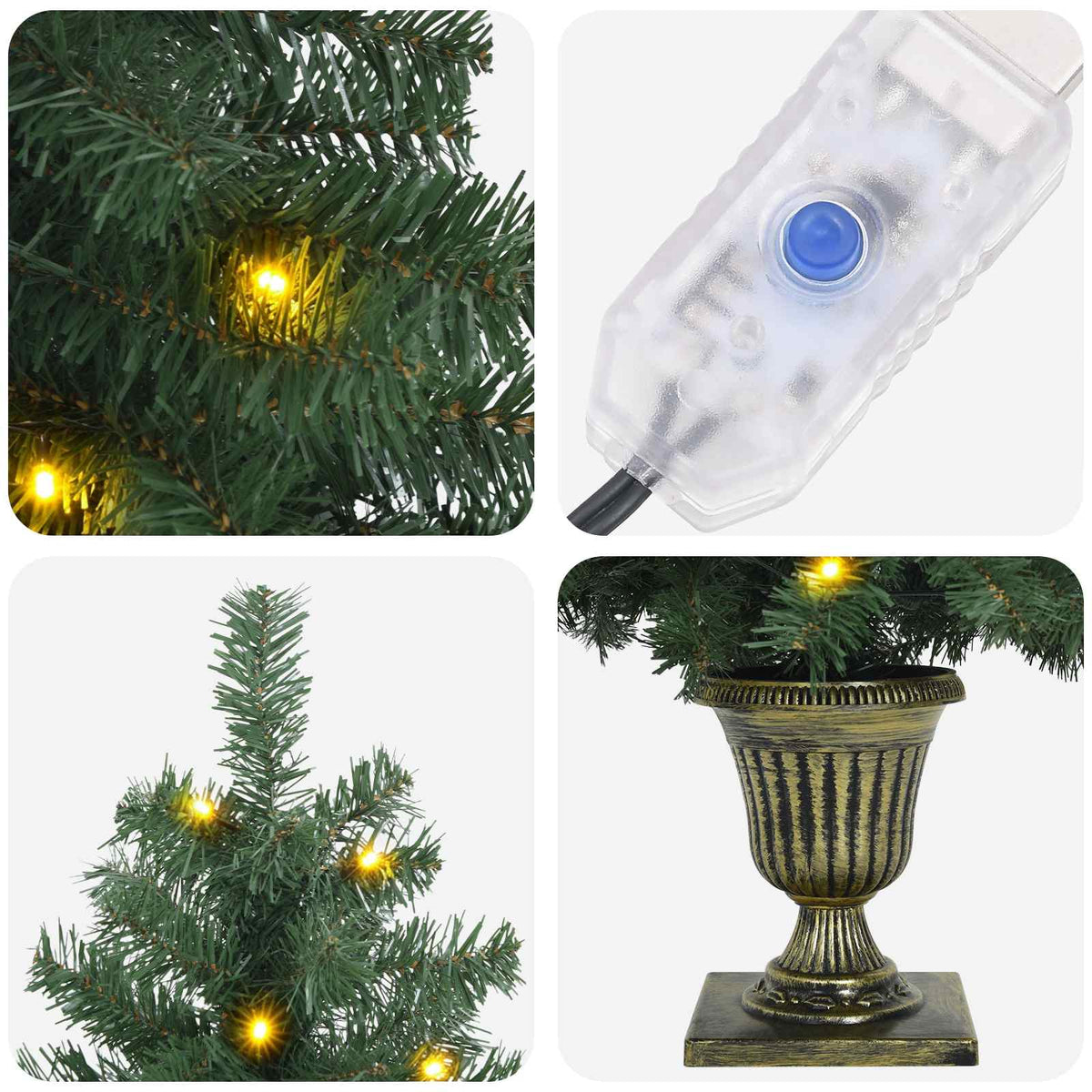vidaXL Mini choinka świąteczna 120 cm 100 LED Ciepła biel PVC zielony