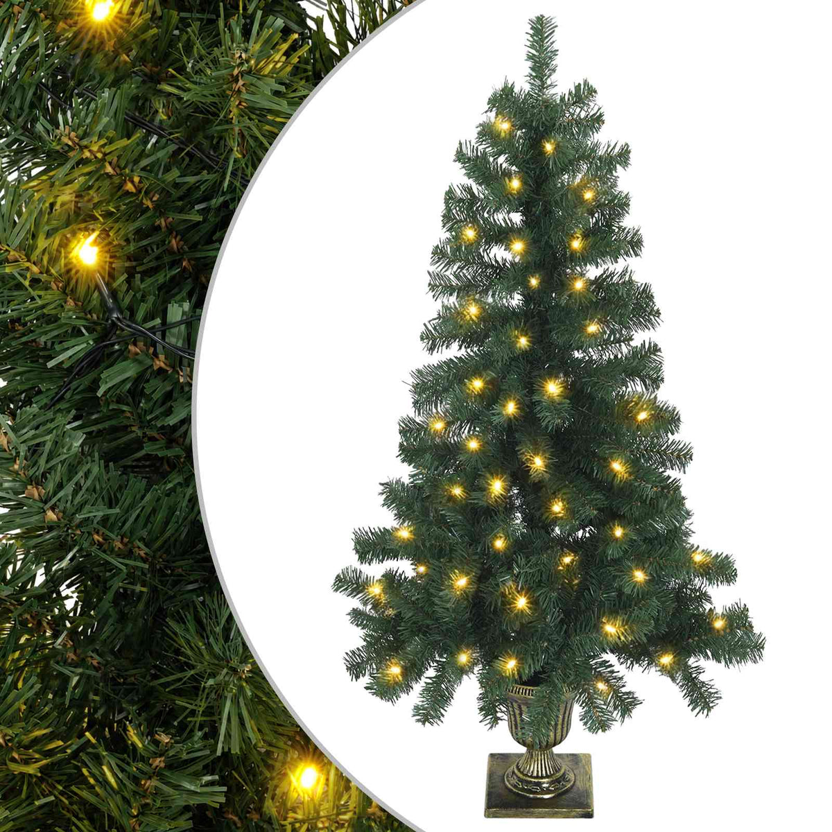 vidaXL Mini choinka świąteczna 120 cm 100 LED Ciepła biel PVC zielony