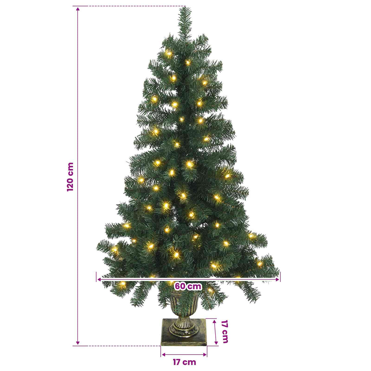 vidaXL Mini choinka świąteczna 120 cm 100 LED Ciepła biel PVC zielony