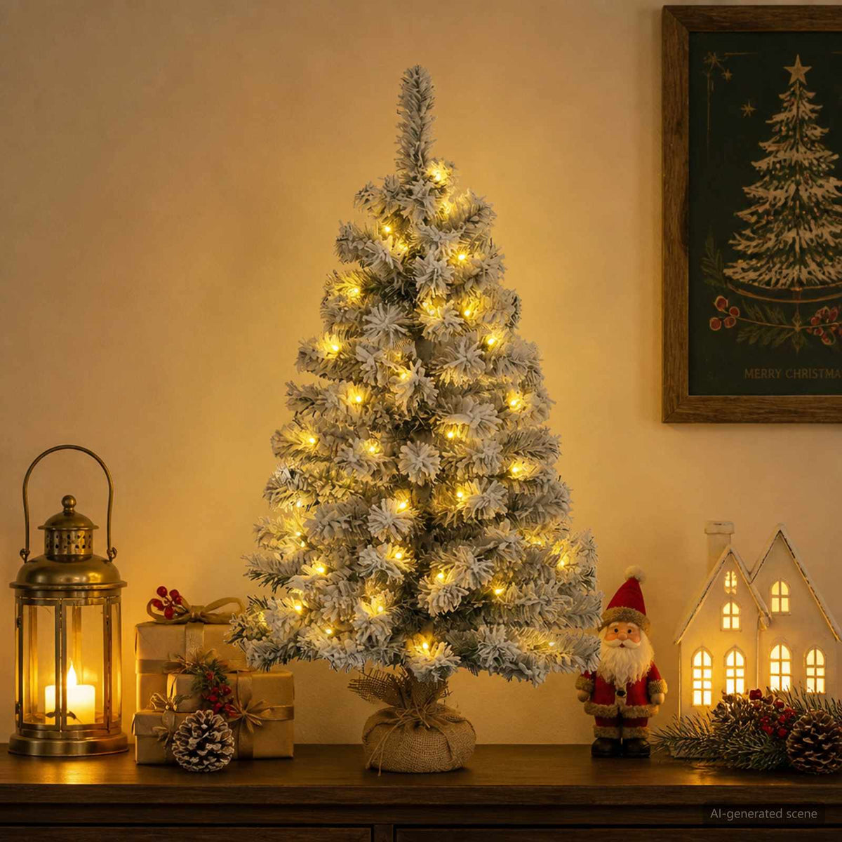 vidaXL Mini choinka świąteczna 45 cm 25 LED Ciepła biel PVC