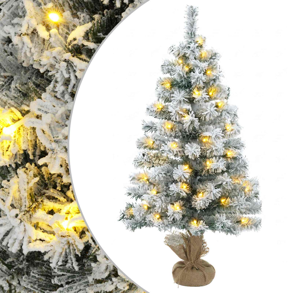 vidaXL Mini choinka ośnieżona 90 cm 50 LED Ciepła biel PVC