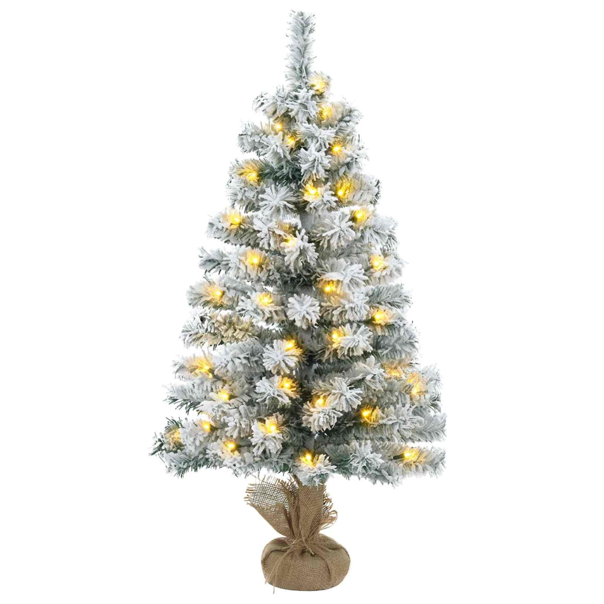 vidaXL Mini choinka ośnieżona 90 cm 50 LED Ciepła biel PVC