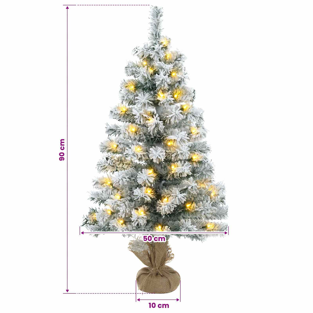 vidaXL Mini choinka ośnieżona 90 cm 50 LED Ciepła biel PVC